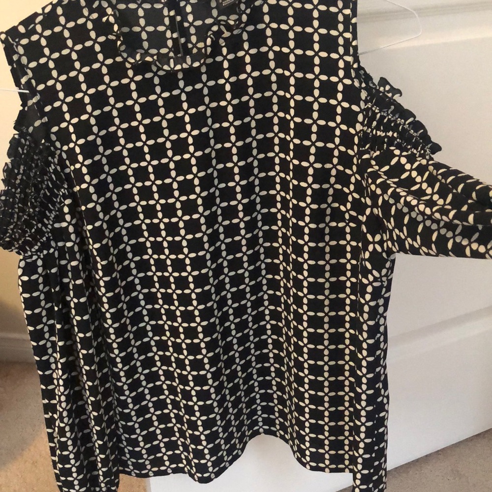Black and white off the shoulder top with sleeves